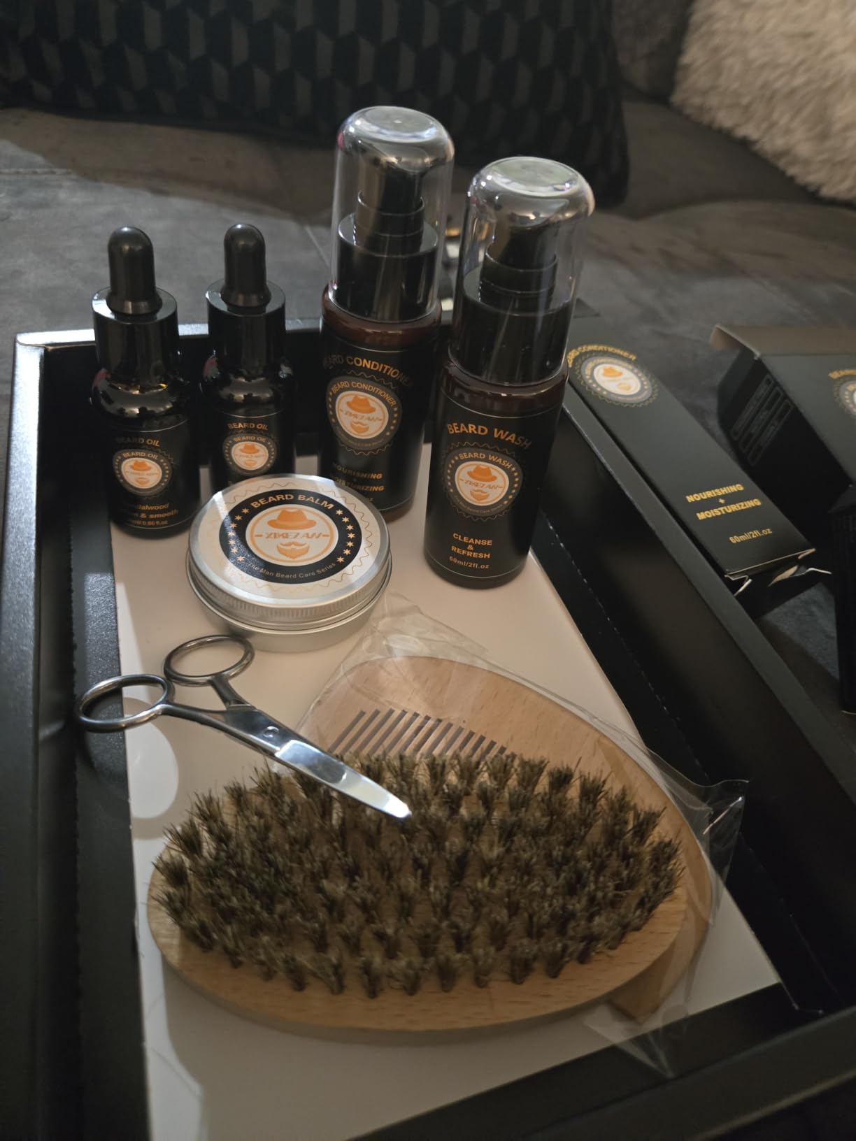 XIKEZAN Beard Kit Gifts for Men Beard Grooming/Care-Soften,Soothe Mustache customer photo 2