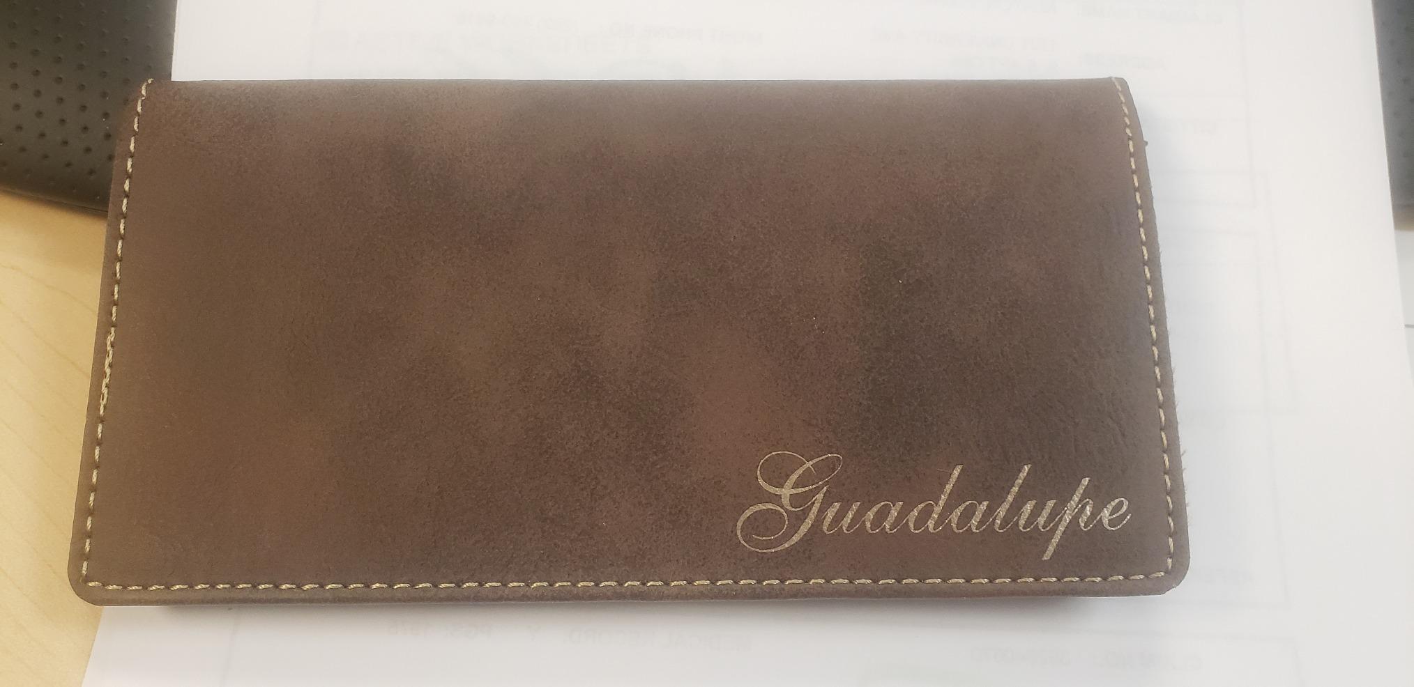 Personalized Checkbook Cover Faux Leather Permanently Engraved (Grey) customer photo 1