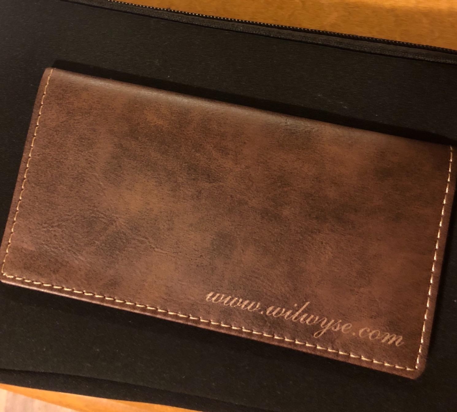 Personalized Checkbook Cover Faux Leather Permanently Engraved (Grey) customer photo 2
