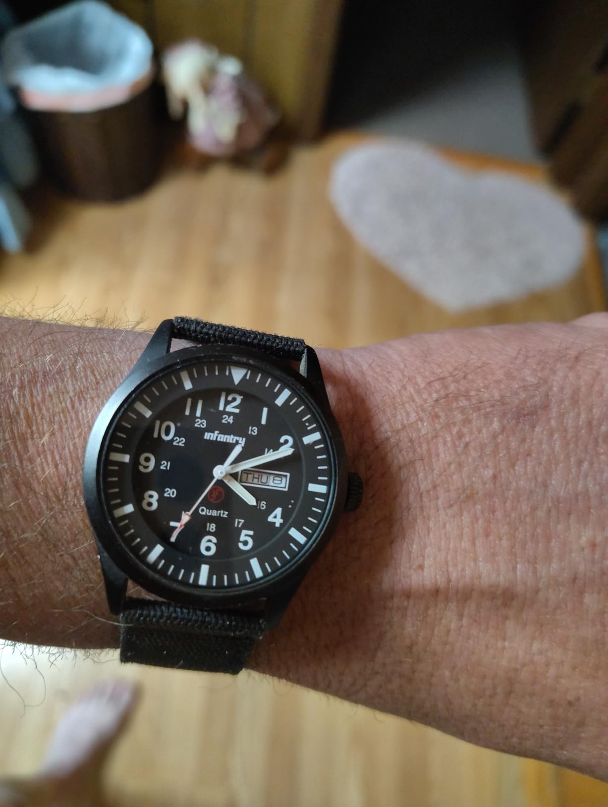 Infantry Mens Military Field Watch, 12/24H Day Date, 5ATM Waterproof Nylon customer photo 1