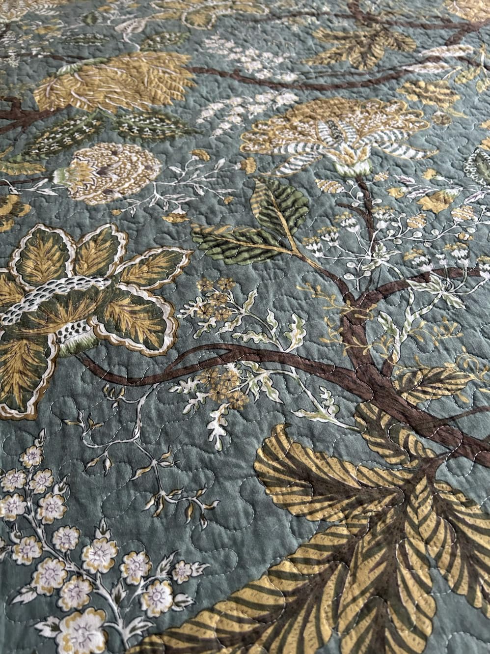 NEWLAKE Quilt Set Queen Size, 100% Cotton Patchwork Green Bohemian Quilt Sets, Reversible Bedspread Lightweight and Breathable for All Seasons, Soft Quilted Bedspread with 2 Pillow Shams customer photo 2
