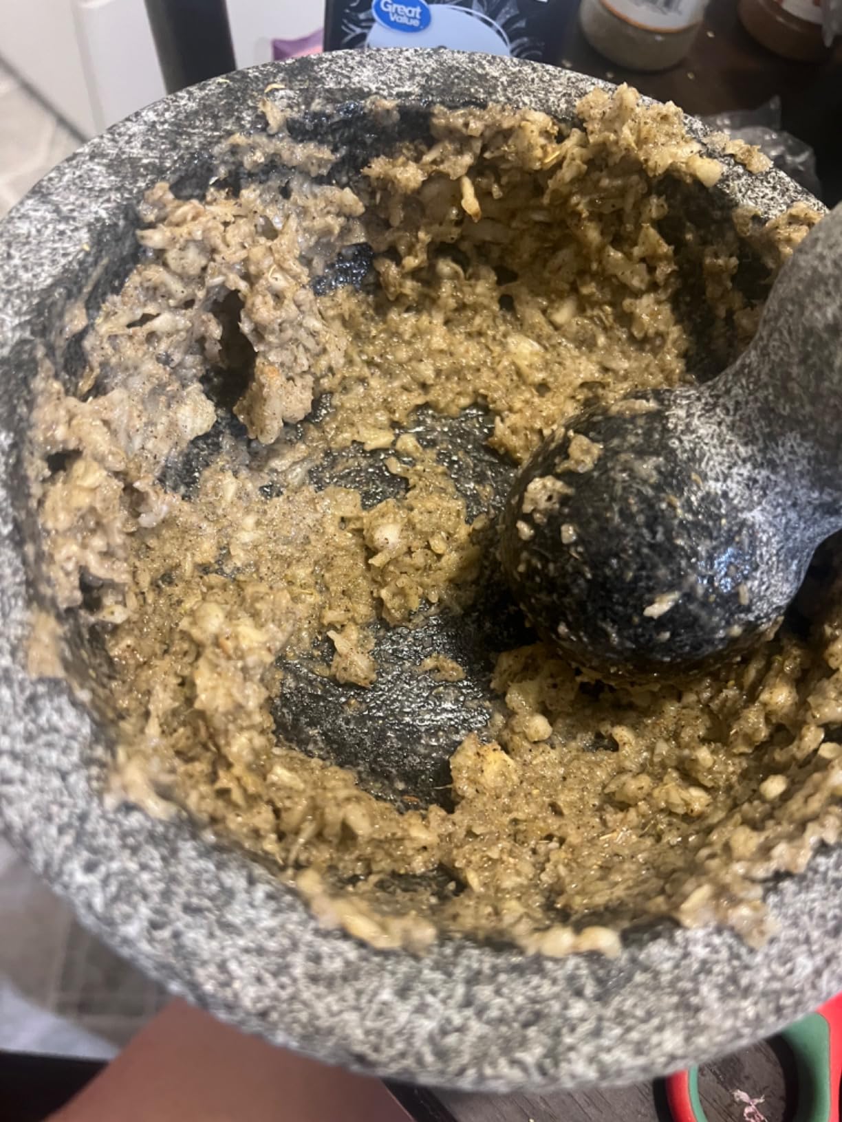 Umien Granite Mortar and Pestle Set 8-Inch (3.5-Cup), Molcajete, Grey customer photo 2