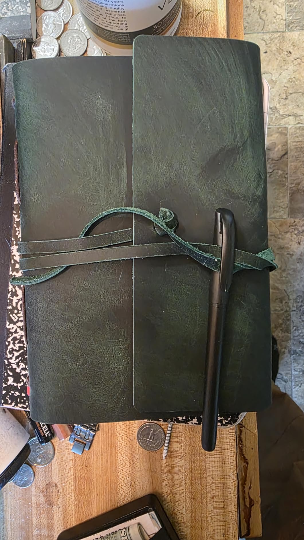 CooLeathor Leather Journal Writing Notebook - Genuine Leather Bound Daily Notepad for Men & Women Lined Paper 240 Kraft Pages, Handmade, Rustic Brown, 5 x 7 in customer photo 2
