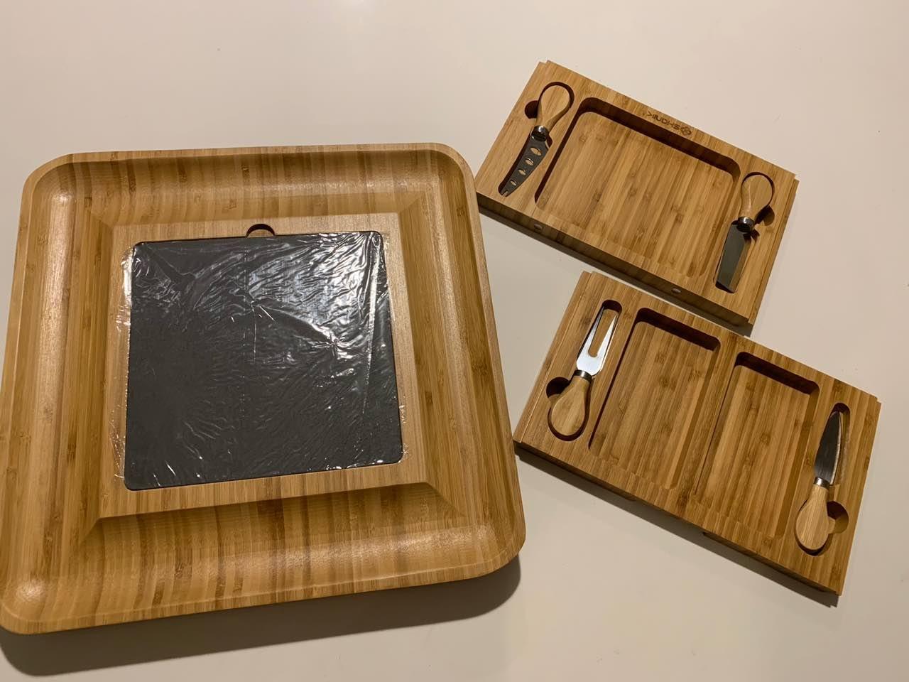Shanik Upgraded Acacia Cheese Board Set, Square Shaped Charcuterie Set, Cheese Platter, Handcrafted Design and Stainless Steel Cutlery Set - Gift for Any Occasion No Engraving customer photo 2