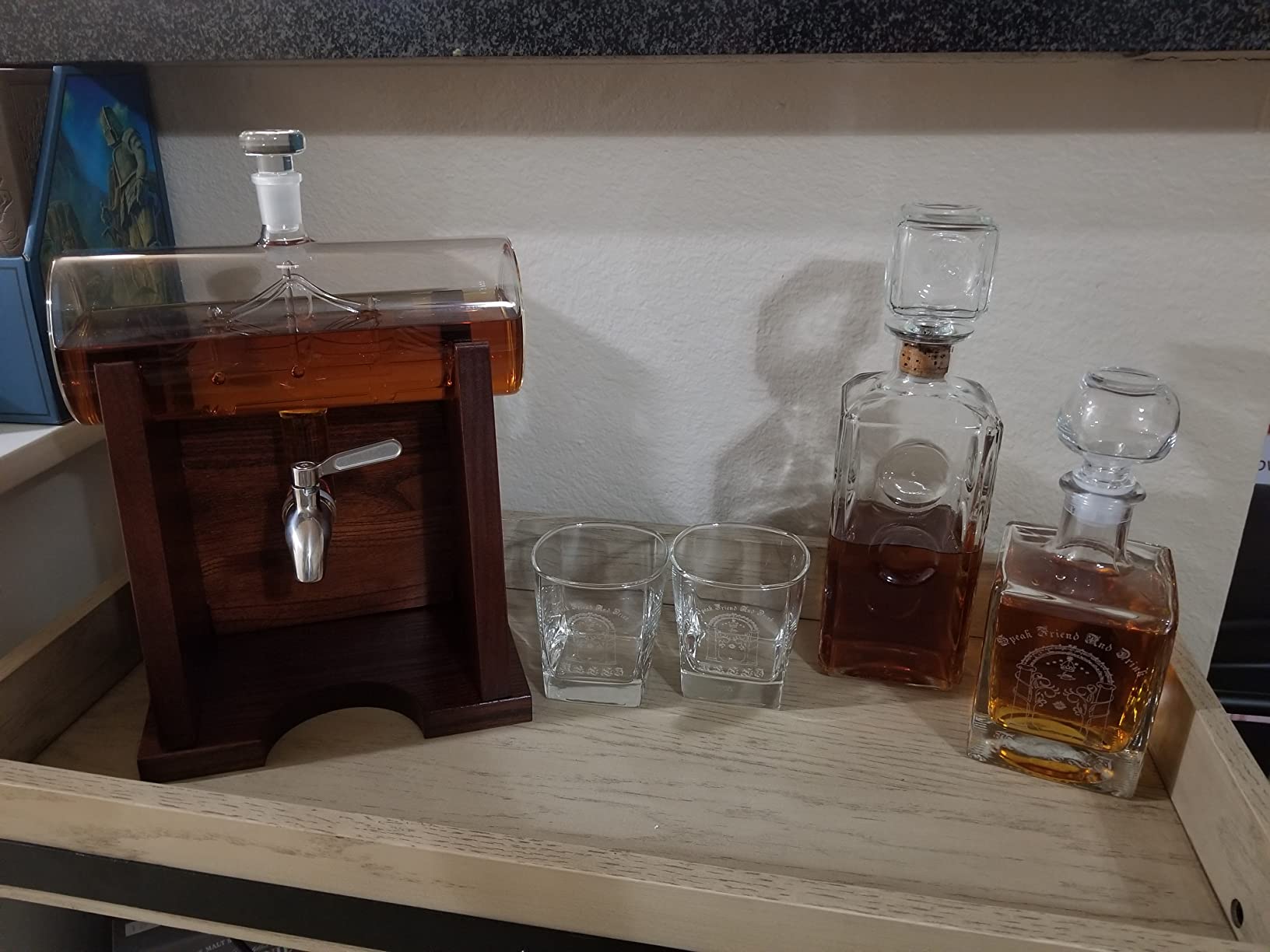 Jillmo Whiskey Decanter Set for Men, 1250ml, 2 Glasses & Wooden Stand customer photo 1