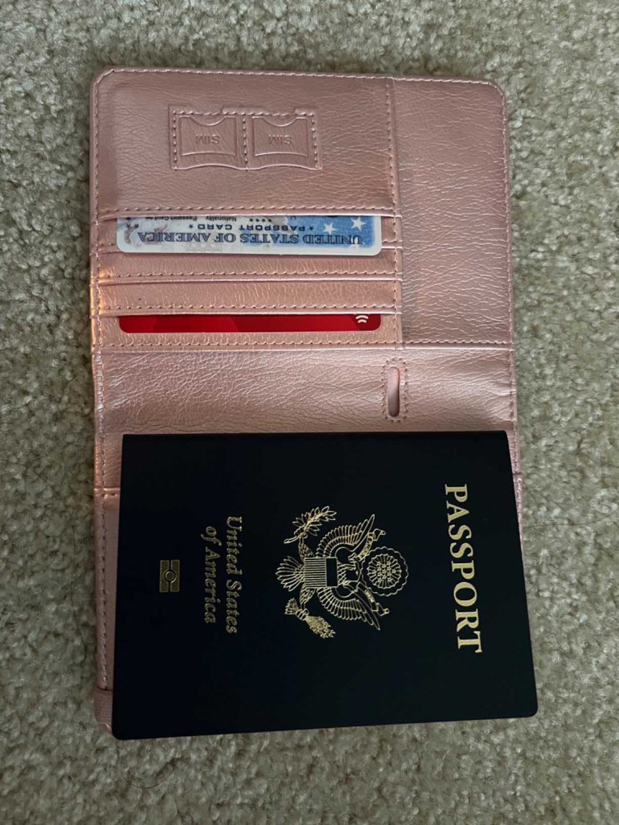 WALNEW Passport Holder for Travel, RFID Passport Cover Wallet for Women Men, PU Leather Passport Book Card Holder Case with Pen, Travelling Essentials for Flying customer photo 2