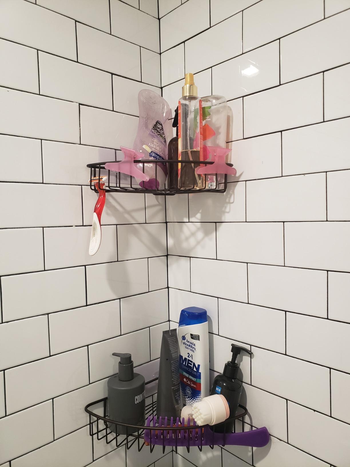 SMARTAKE 2-Pack Corner Shower Caddy, SUS304 Stainless Steel, Silver customer photo 1