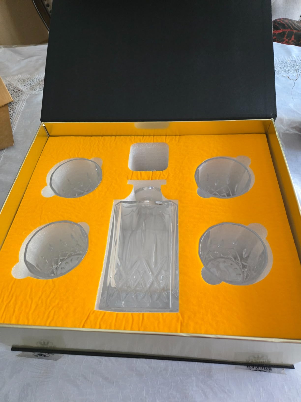 KANARS Whiskey Decanter And Glasses Set in Unique Gift Box - Original Crystal Liquor Decanter Set For Bourbon, Scotch, Vodka, Rum or Whisky, 5-Piece, Gifts for Men Dad customer photo 1