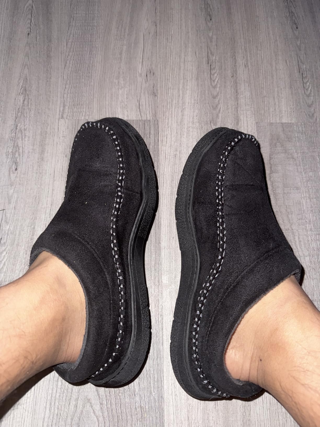 Zigzagger Men's Slip On Moccasin Slippers, Indoor/Outdoor Warm Fuzzy Comfy House Shoes, Fluffy Wide Loafer Slippers customer photo 2