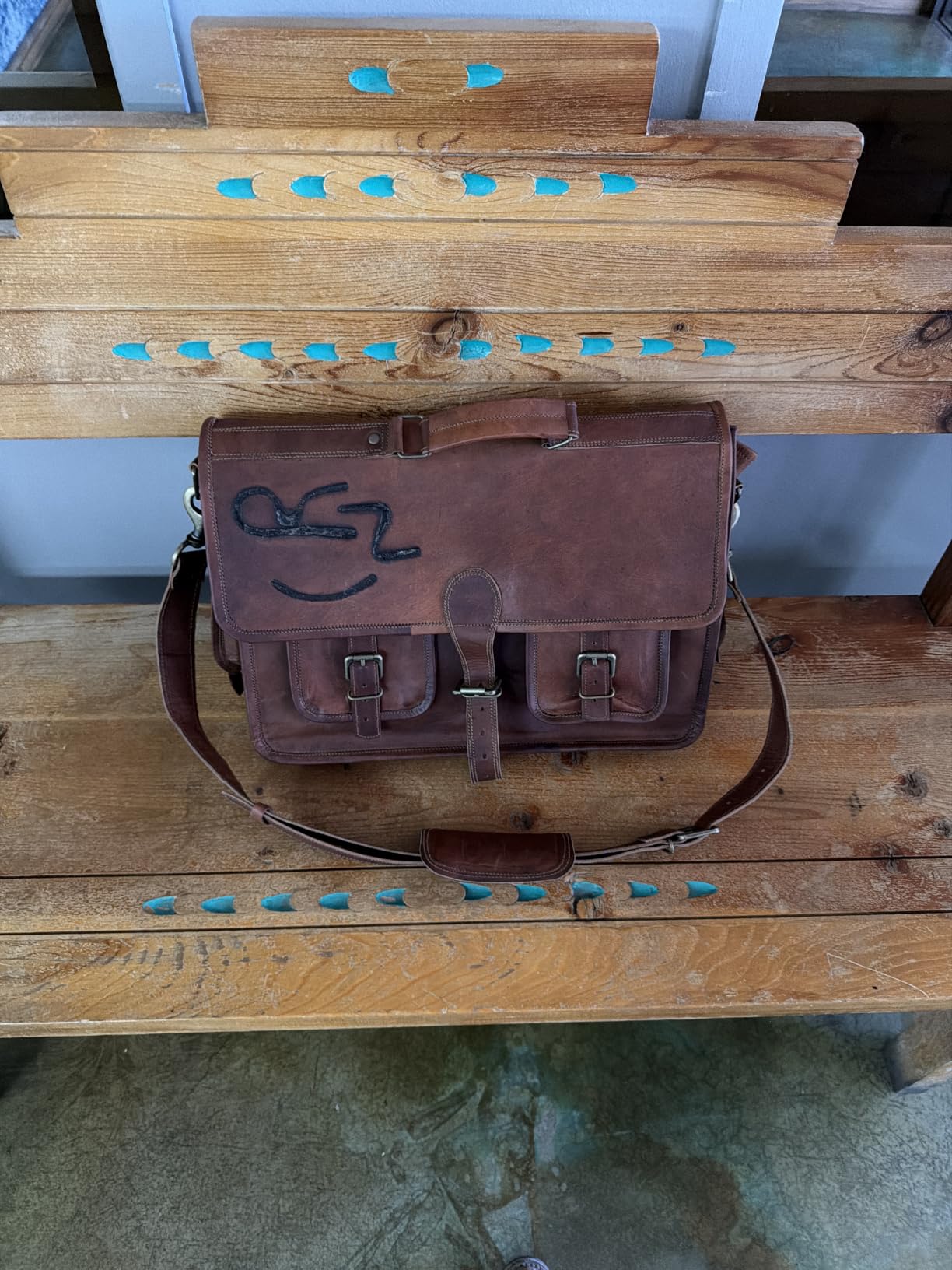 Leather Messenger Bag 18 inch Briefcase Laptop Satchel for Men & Women customer photo 2