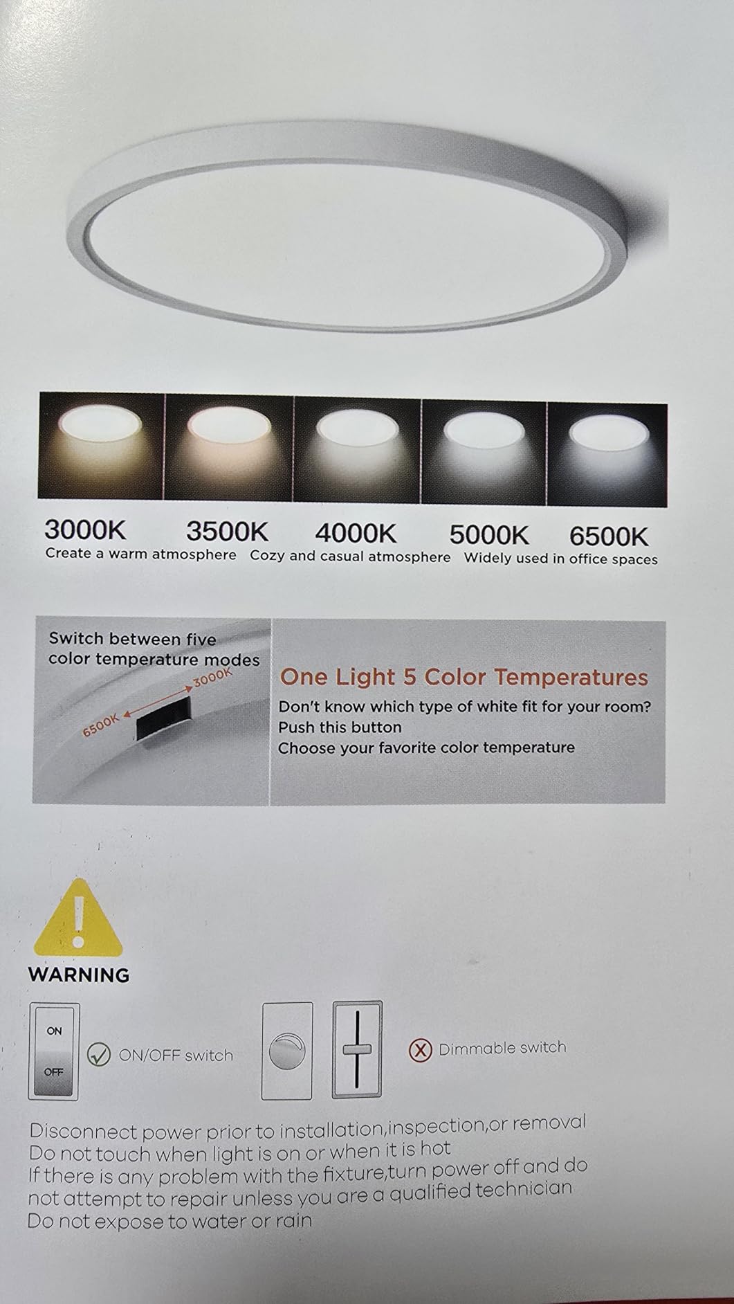 TALOYA 12 Inch Flush Mount Ceiling Light, 20W 5CCT Selectable,3000K-6500K customer photo 2