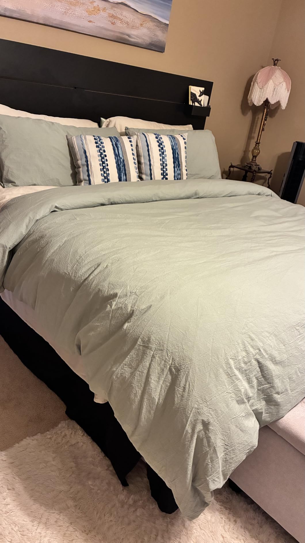 MooMee Duvet Cover Set 100% Washed Cotton Linen Like Queen customer photo 2
