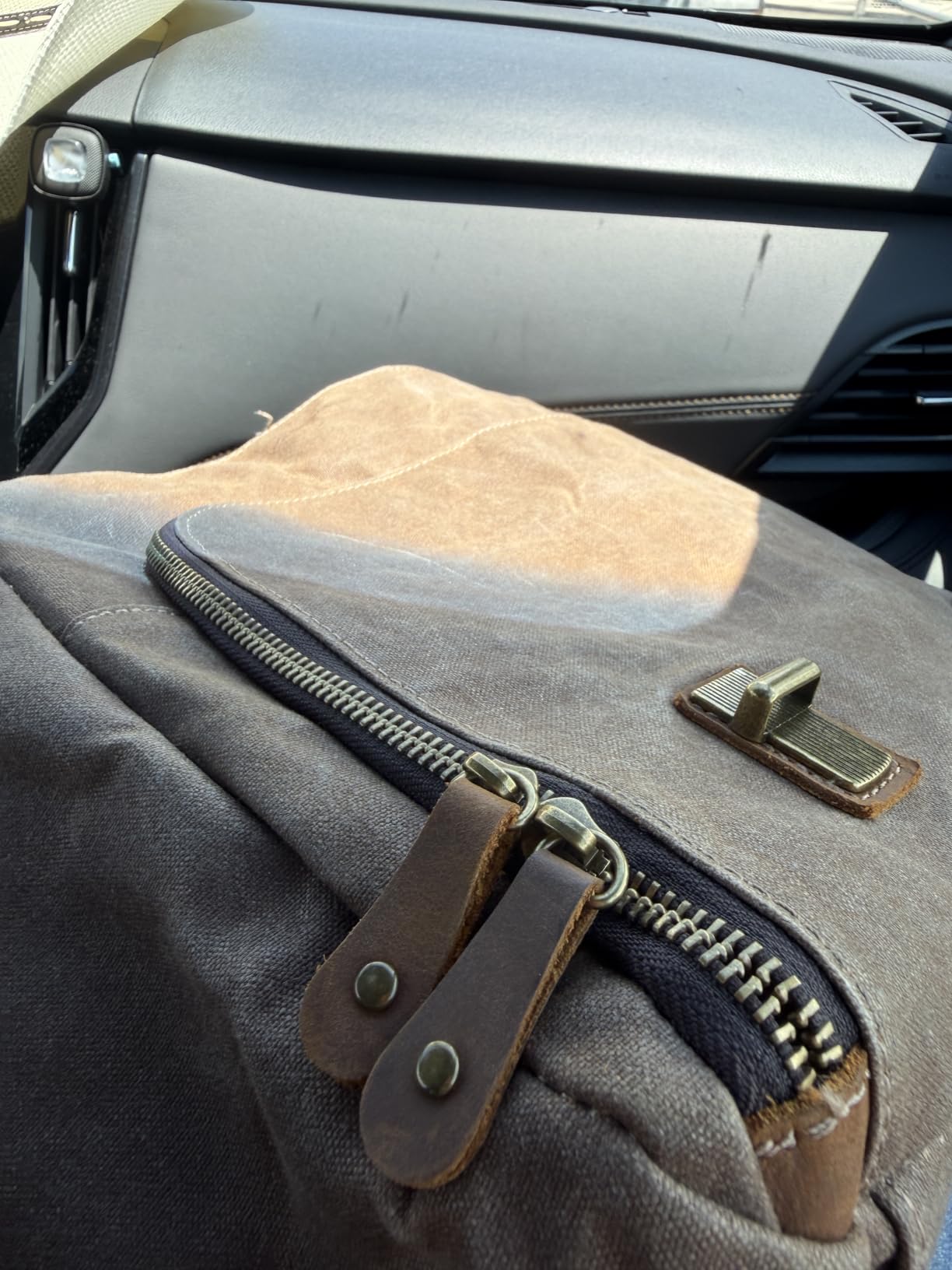 Manificent Laptop Messenger bag for Mens 15.6 Inch, Waterproof Vintage Genuine Leather Mens Briefcase shoulder bag 16 Storage Pockets, Waxed Canvas Leather Computer Business Satchel Work Bag (Brown) customer photo 1