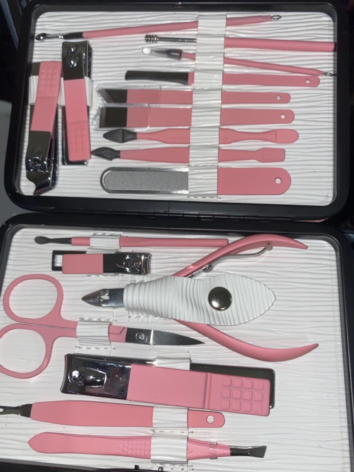 Manicure Set Professional Nail Clippers Kit Pedicure Care Tools- Stainless Steel Women Grooming Kit 18Pcs for Travel or Home (Pink) customer photo 2