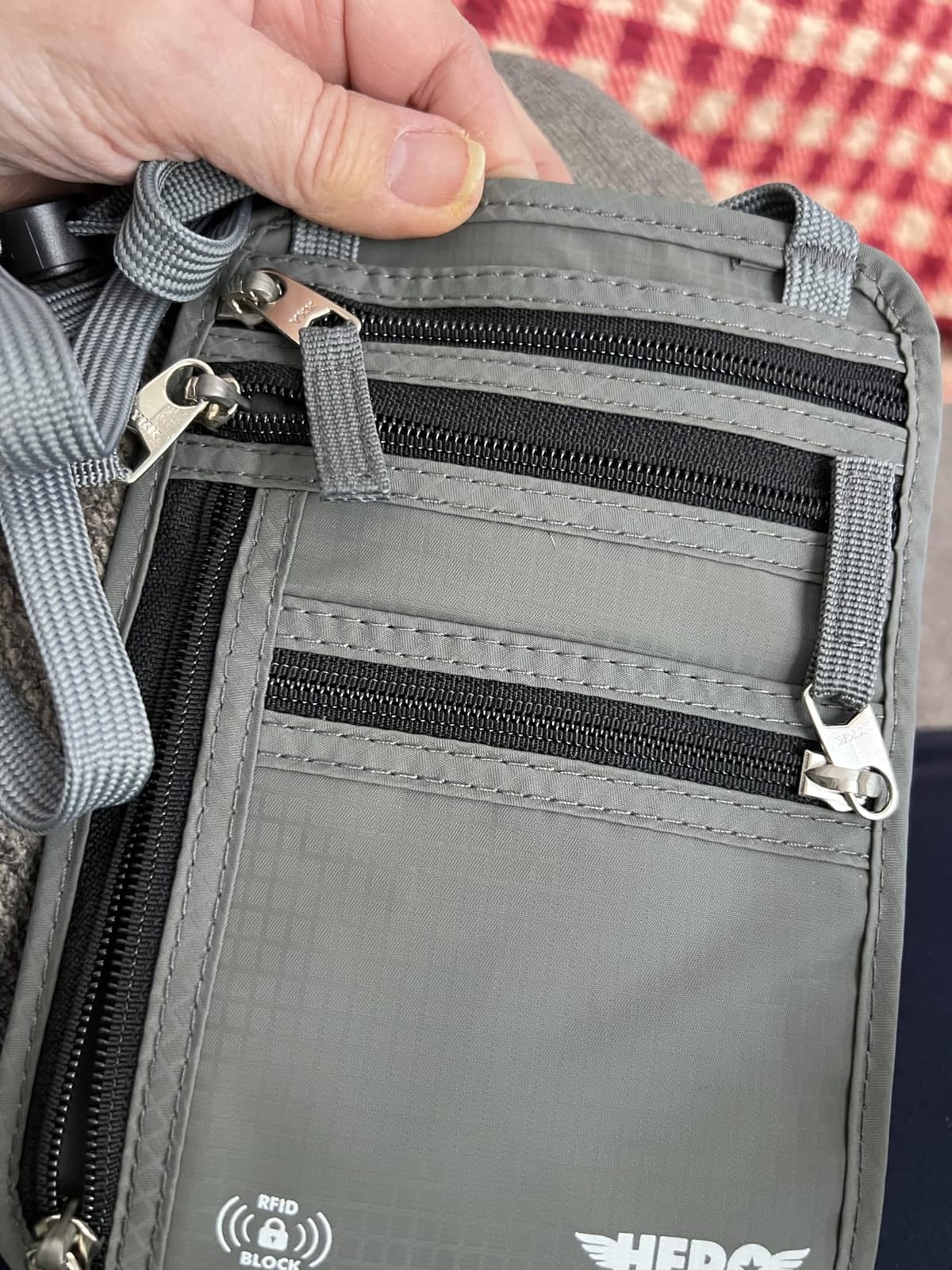HERO Neck Wallet - RFID Blocking Passport Holder, Easy to Conceal Travel Pouch (Army Grey) customer photo 1