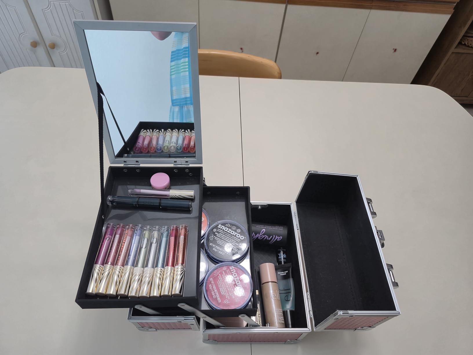 Joligrace Makeup Case Organizer Makeup Box Cosmetic Train Case with Mirror customer photo 2