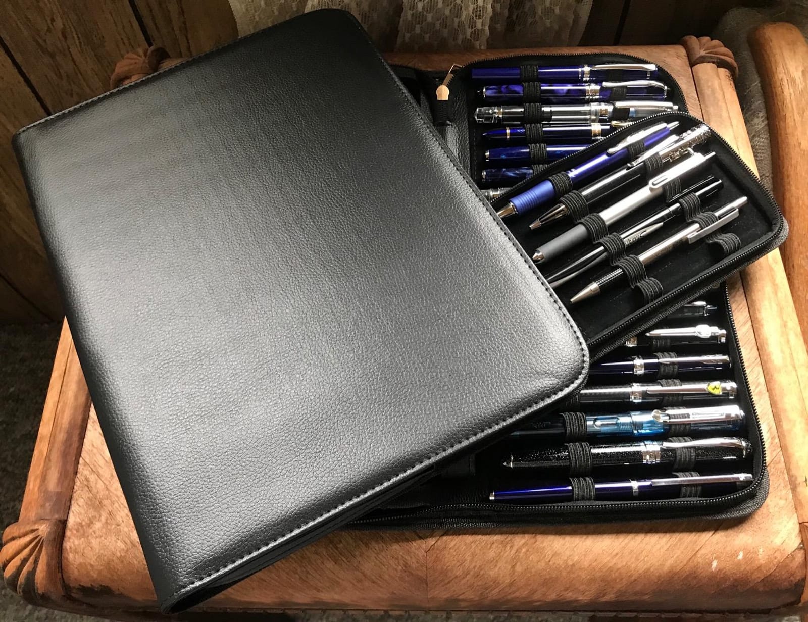 erofa 48 Fountain Pen Case PU Leather, Rollerball Pen Display Holder Bag, Pouch Large Capacity for your Collection - Black customer photo 1