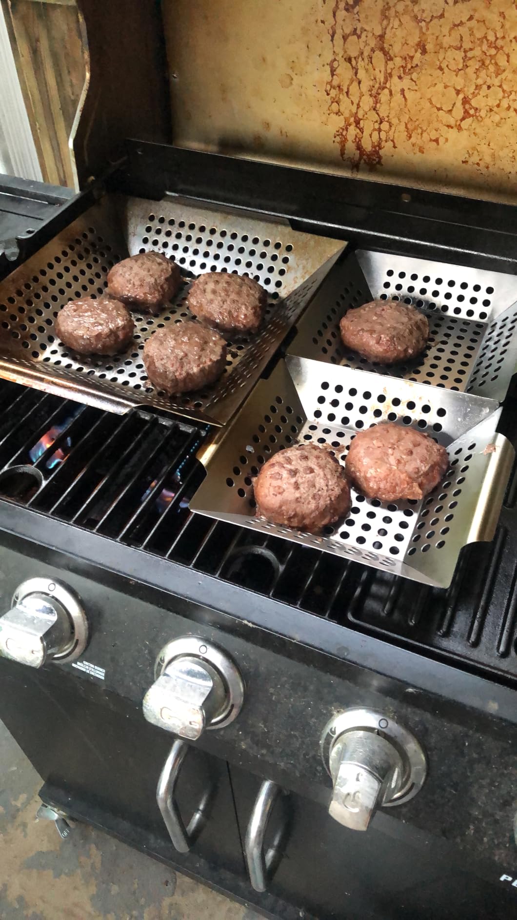 3 Pack Grill Baskets for Outdoor Grill, Heavy Duty Stainless Veggie Pan Set customer photo 1