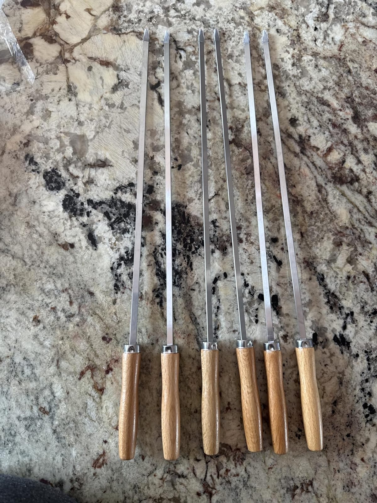IMEEA BBQ Skewers 16.5 Inch Stainless Steel Flat Blade Wood Handle 6 Pack customer photo 2