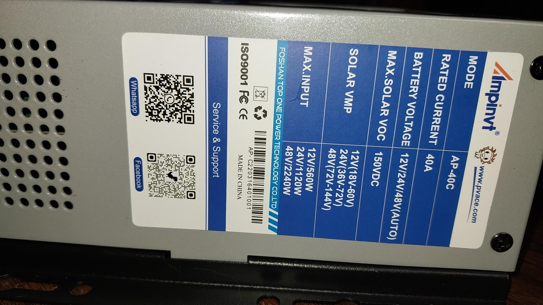 Ampinvt 40A MPPT Solar Charge Controller 12V 24V 36V 48V Auto, PV 150V Max Input Solar Panel Regulator 40amp for AGM Sealed Gel Flooded Lithium Battery customer photo 2