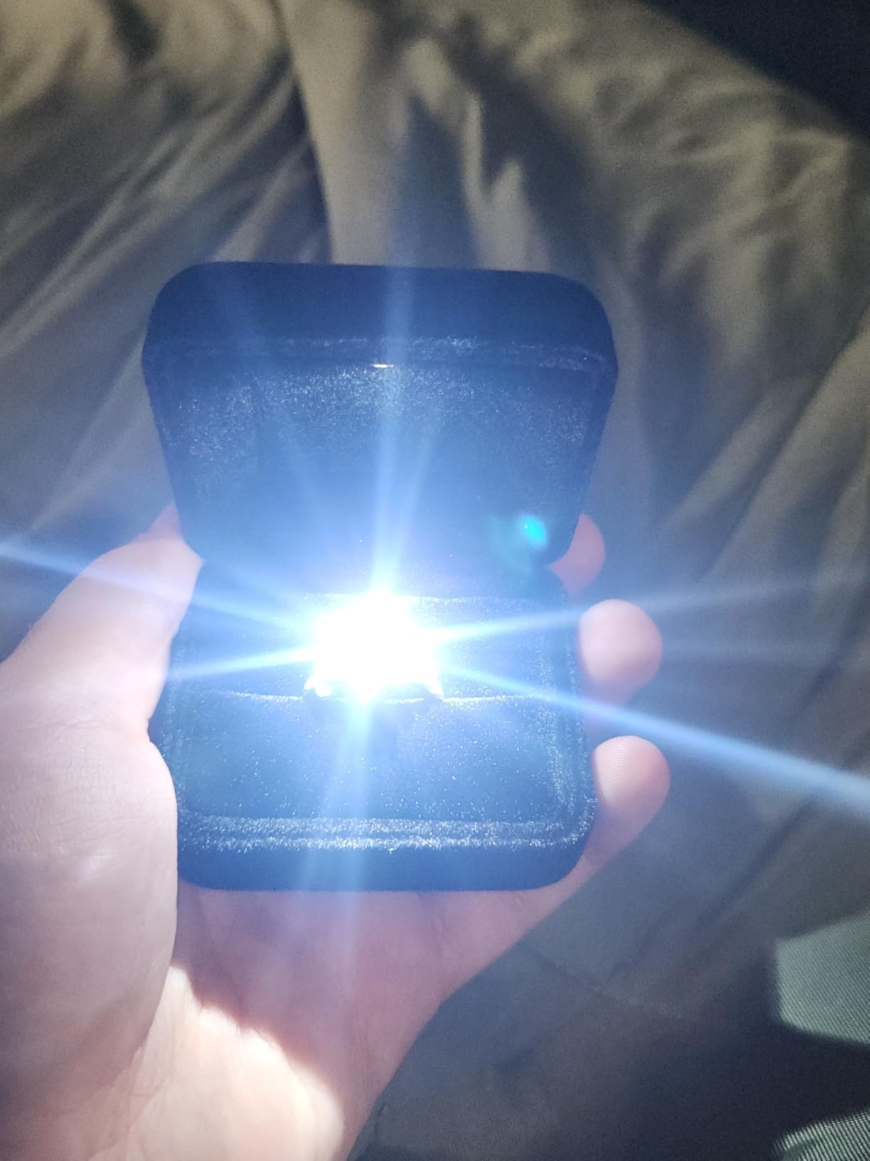 Velvet Ring Box with LED Light Jewelry Display Gift Box for Proposal,Engagement, Wedding customer photo 2