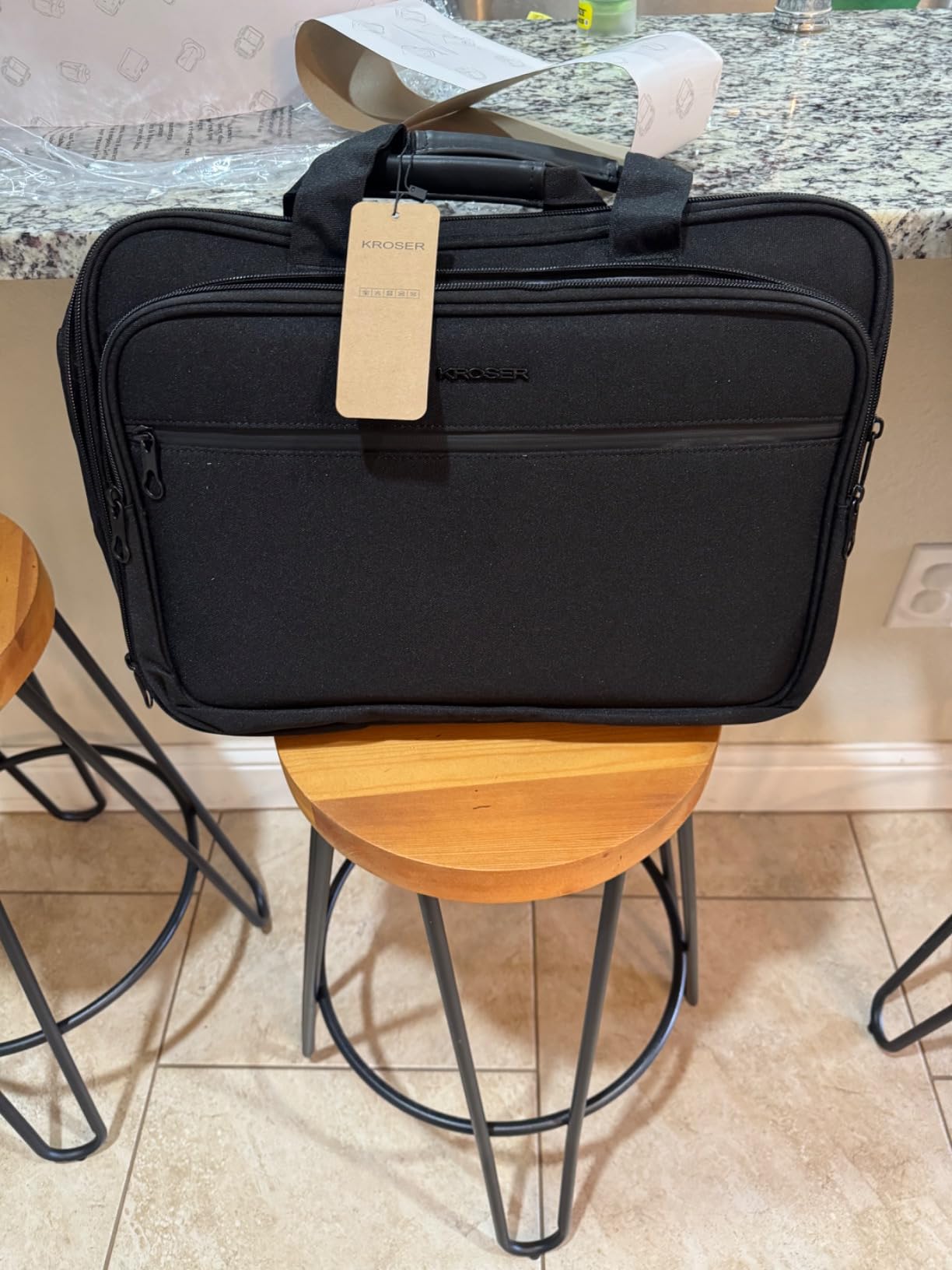 KROSER Laptop Bag Expandable Briefcase Computer Bag 17.3 Inch Black customer photo 1