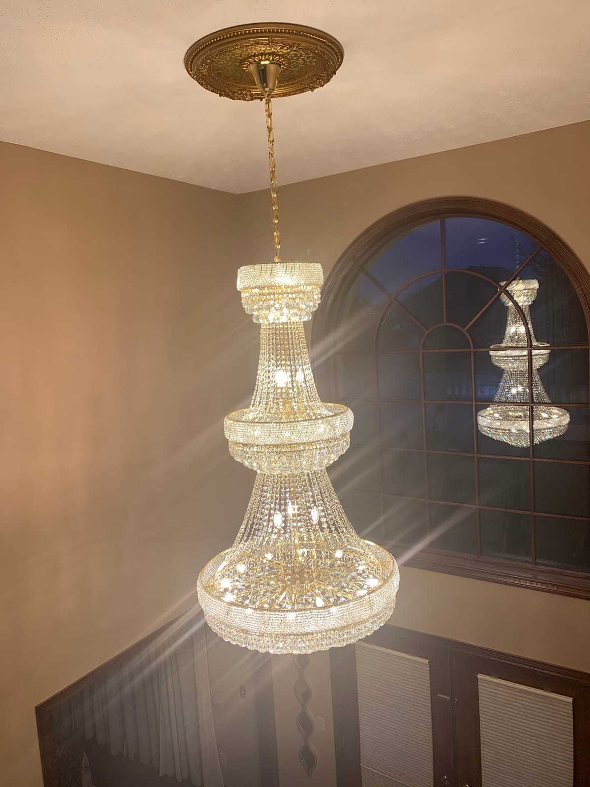 Petite Round Chandelier Ceiling Medallion or Fan Medallion, 24 Inches, White customer photo 2