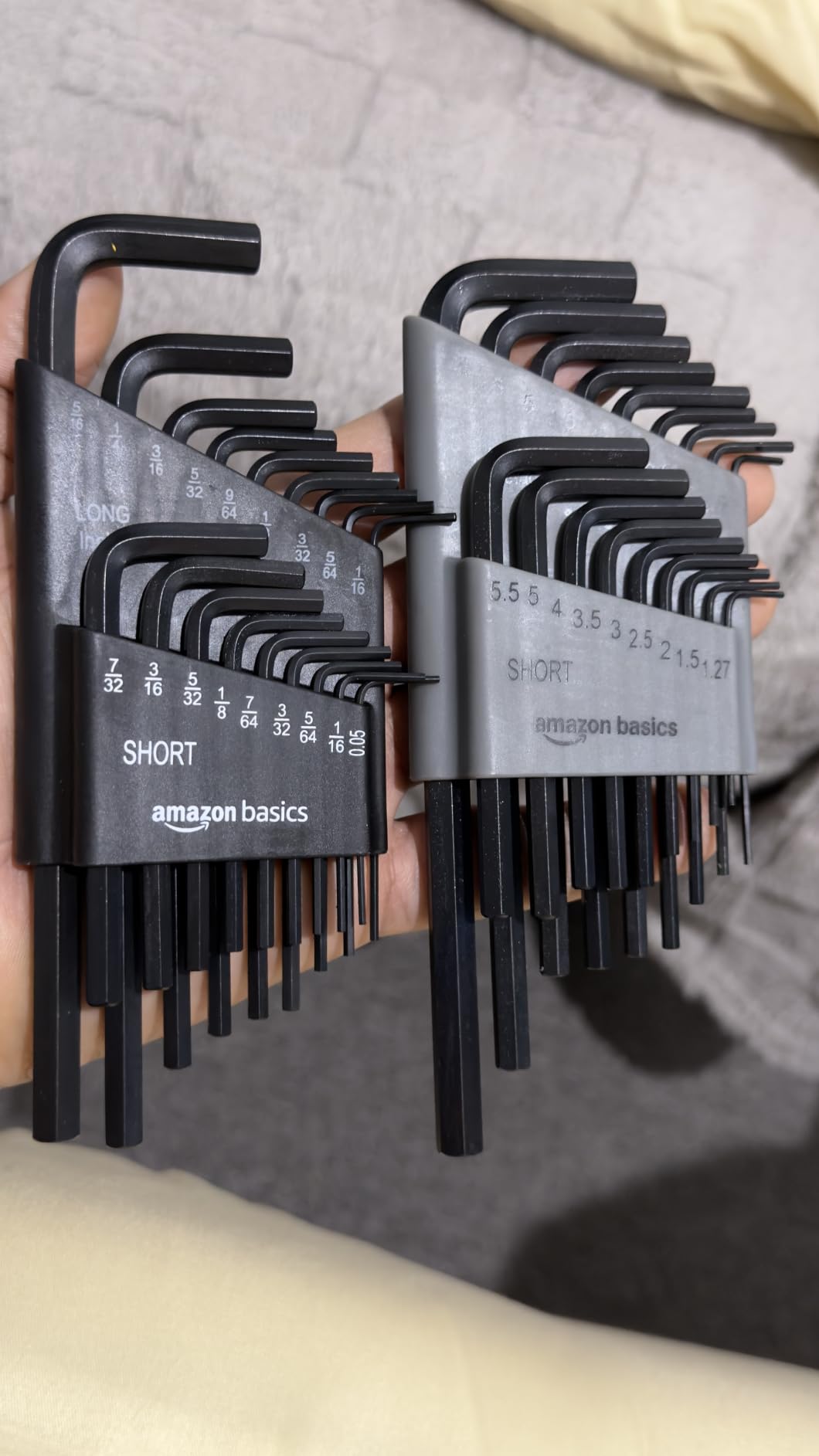 Amazon Basics 36-Piece Allen Wrench/Hex Key Set, SAE & Metric Sizes, Chrome Vanadium Steel with Long Arm, 2 Organized Storage Cases customer photo 2
