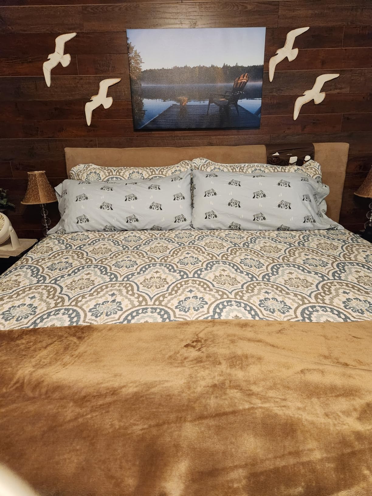 RUVANTI 100% Cotton Flannel Sheets Queen Size 4 Pcs Set, Grey Plaid customer photo 1