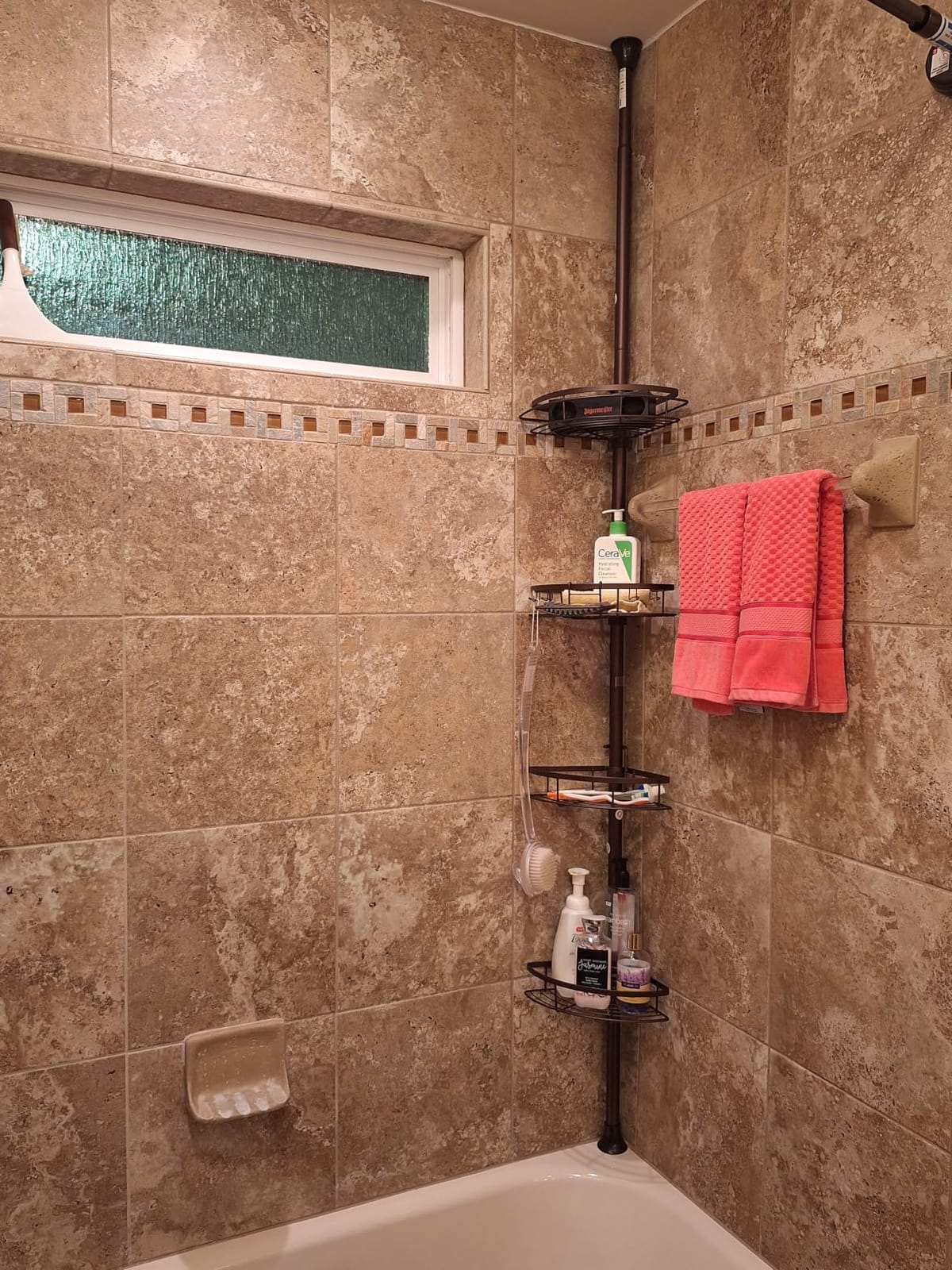 SEIRIONE Rustproof Corner Shower Caddy Tension Pole for Bathroom Organizers customer photo 2