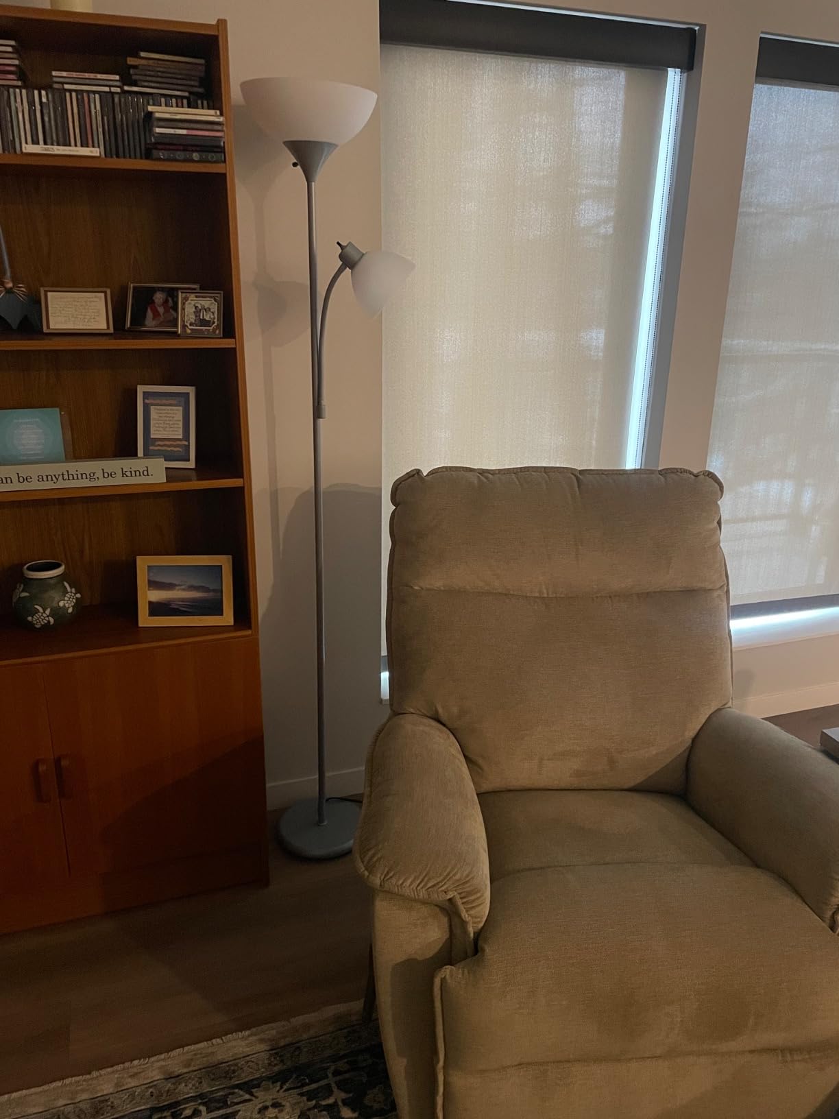 Brightech Sky Dome Plus LED Floor lamp, Torchiere Super Bright Floor Lamp with Reading Lamp for Living Rooms & Offices - Dimmable Tall Standing Lamp for Bedroom Reading - Gold Brass customer photo 2