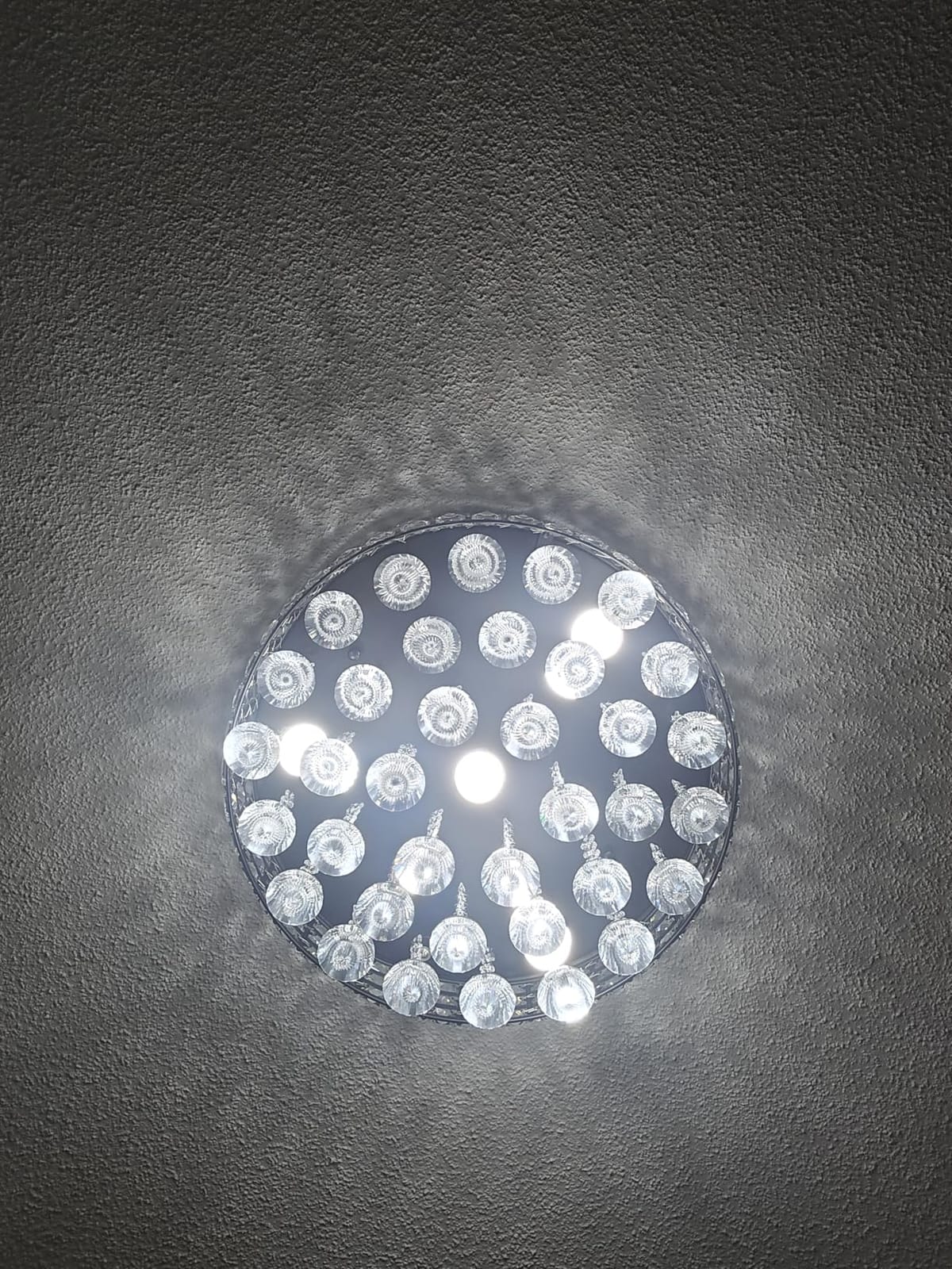 Maxax 4 Lights Crystal Chandelier, Modern Drum Ceiling Light Fixture Lamp, Raindrop Flush Mount Round Metal Shade, for Dining Room, Living Room, Bathroom, Bedroom, Chrome customer photo 2