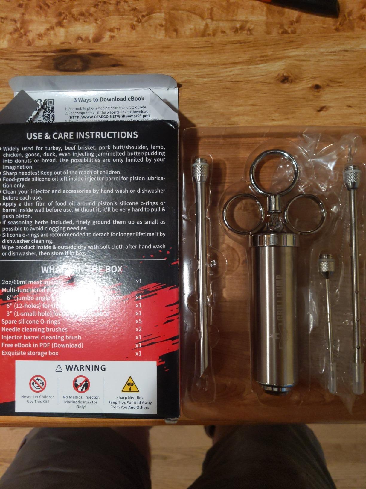 Grill Bump Meat Injector Syringe Kit with 3 Professional Marinade Injector Needles for BBQ Grill Smoker, Turkey and Brisket; 2-oz Large Capacity, Including Paper User Manual, Recipe E-Book (PDF) customer photo 1