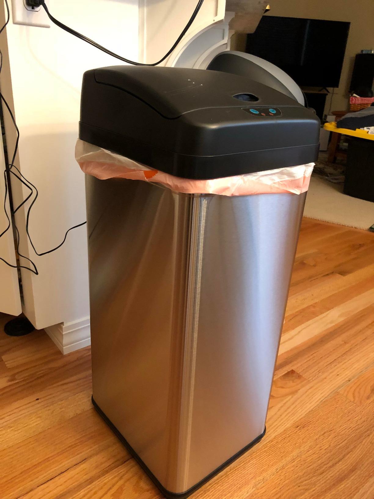 iTouchless 8 Gallon Dog-Proof Sensor Kitchen Trash Can with Lid and Odor Filter, Stainless Steel 30 Liter Automatic Recycling Bin Prevents Pets Getting in Trashcan, Home, Office, Bedroom, Bathroom customer photo 2