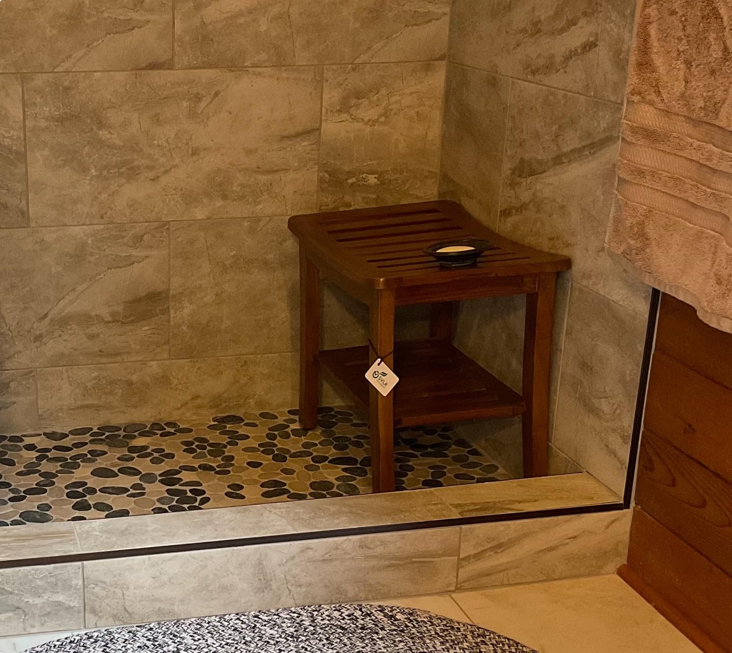 Teakcraft Teak Shower Bench & Stool for Inside Shower, 21