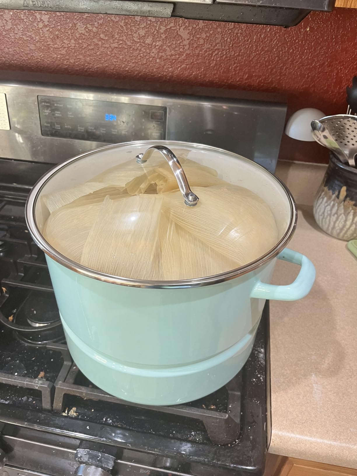 Kenmore Broadway 16-Quart Stock Pot With Steamer Insert and Lid, Glacier Blue, Large Stainless Steel Cookware for Boiling, Steaming, and Soups customer photo 2