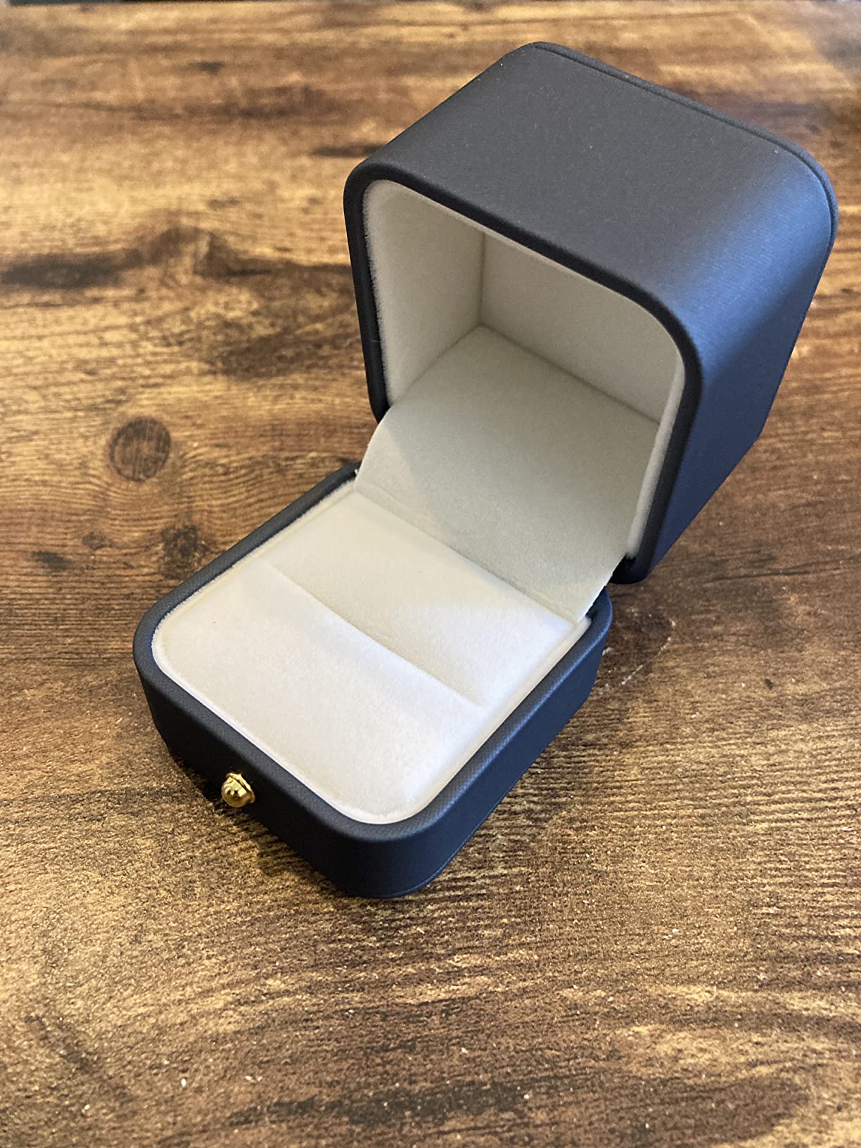 Oirlv Gorgeous Steel-Blue Ring Box Premium Leather Ring Gift Box for Wedding,Proposal Jewelry Storage Case customer photo 2