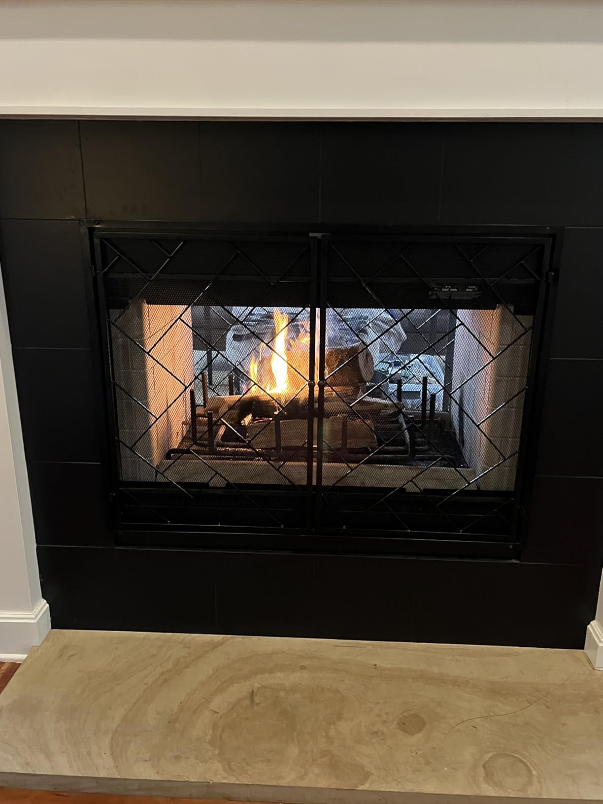 Best Choice Products 44x33in 2-Panel Handcrafted Wrought Iron Decorative Mesh Geometric Fireplace Screen, Fire Spark Guard w/Magnetic Doors - Black customer photo 1