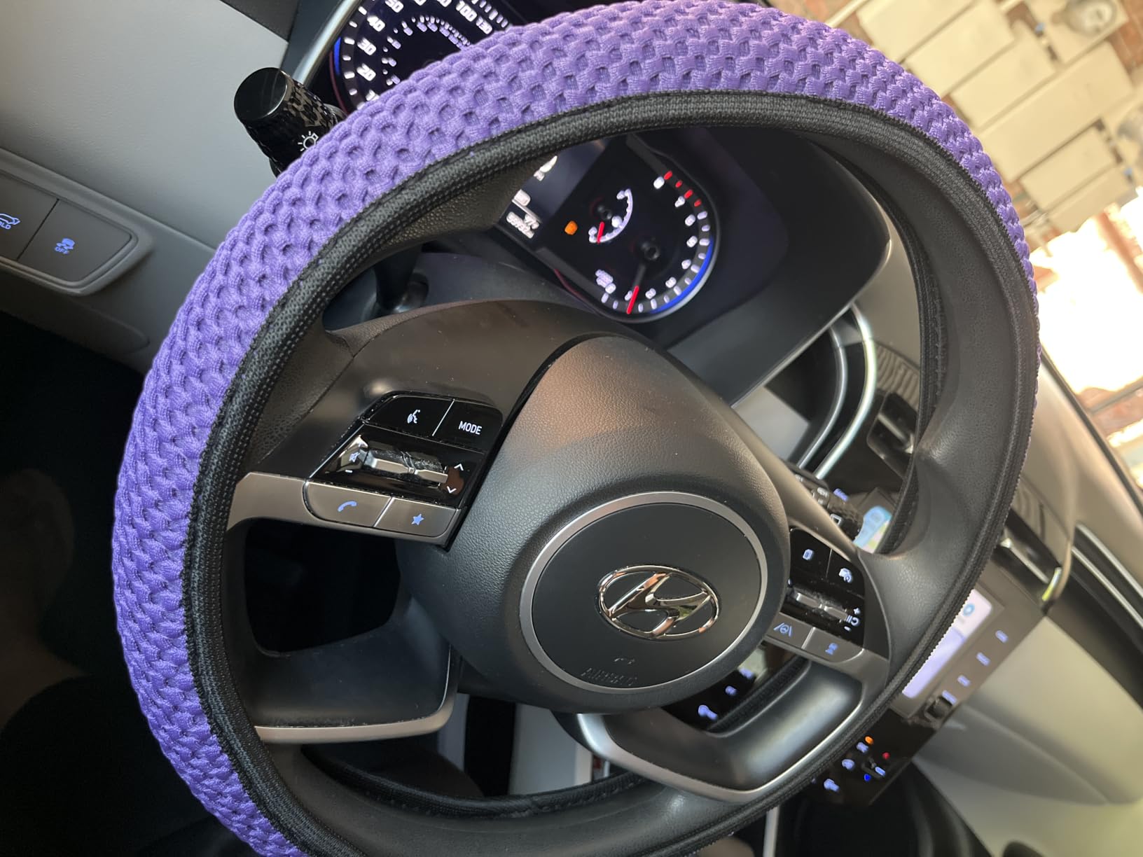 KAFEEK Elastic Stretch Steering Wheel Cover, Universal 15 Inch, Black customer photo 2
