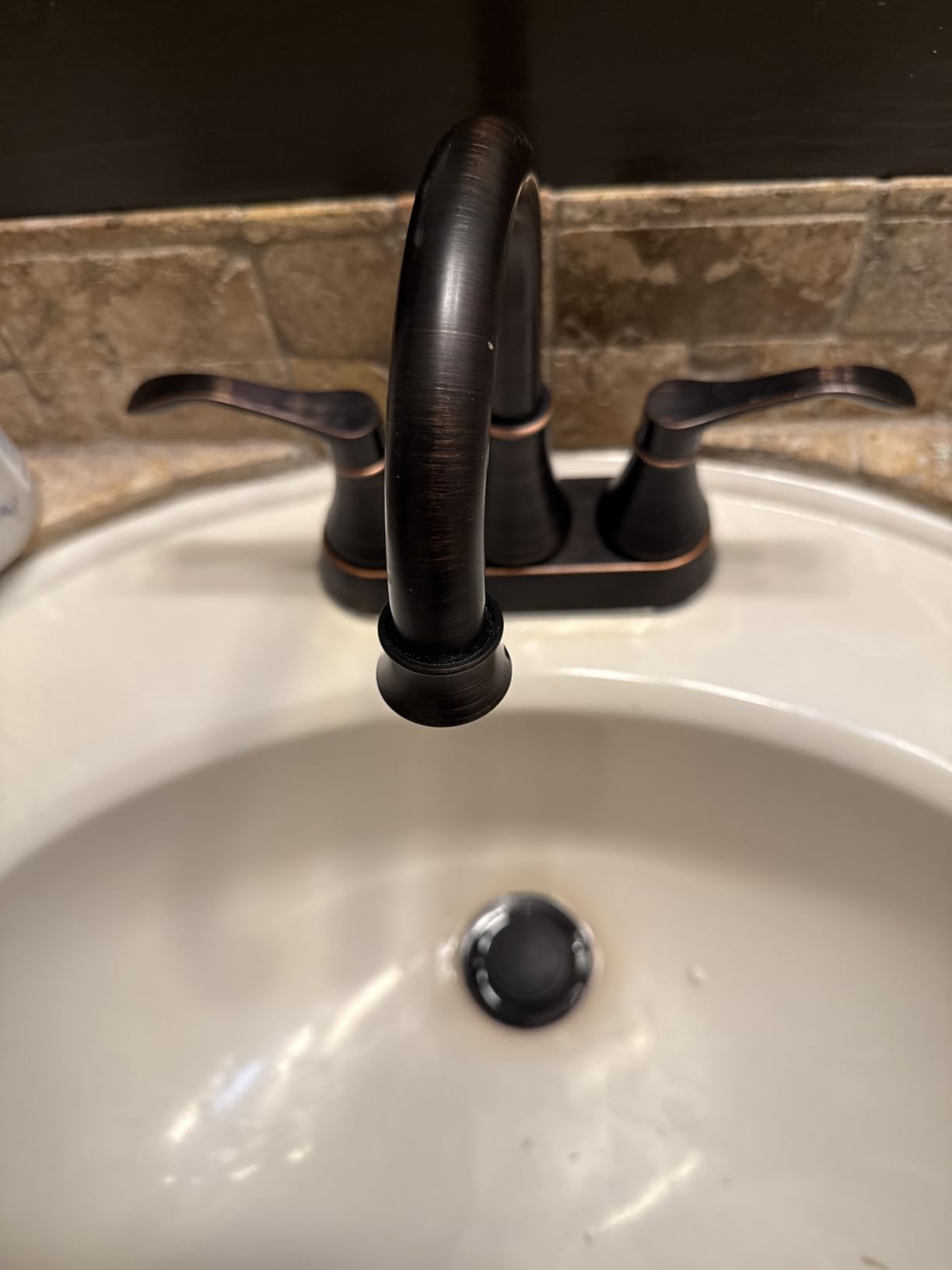 Bathroom Faucet, 4 Inch Centerset, 2 Handle High-Arc, Brushed Nickel customer photo 2