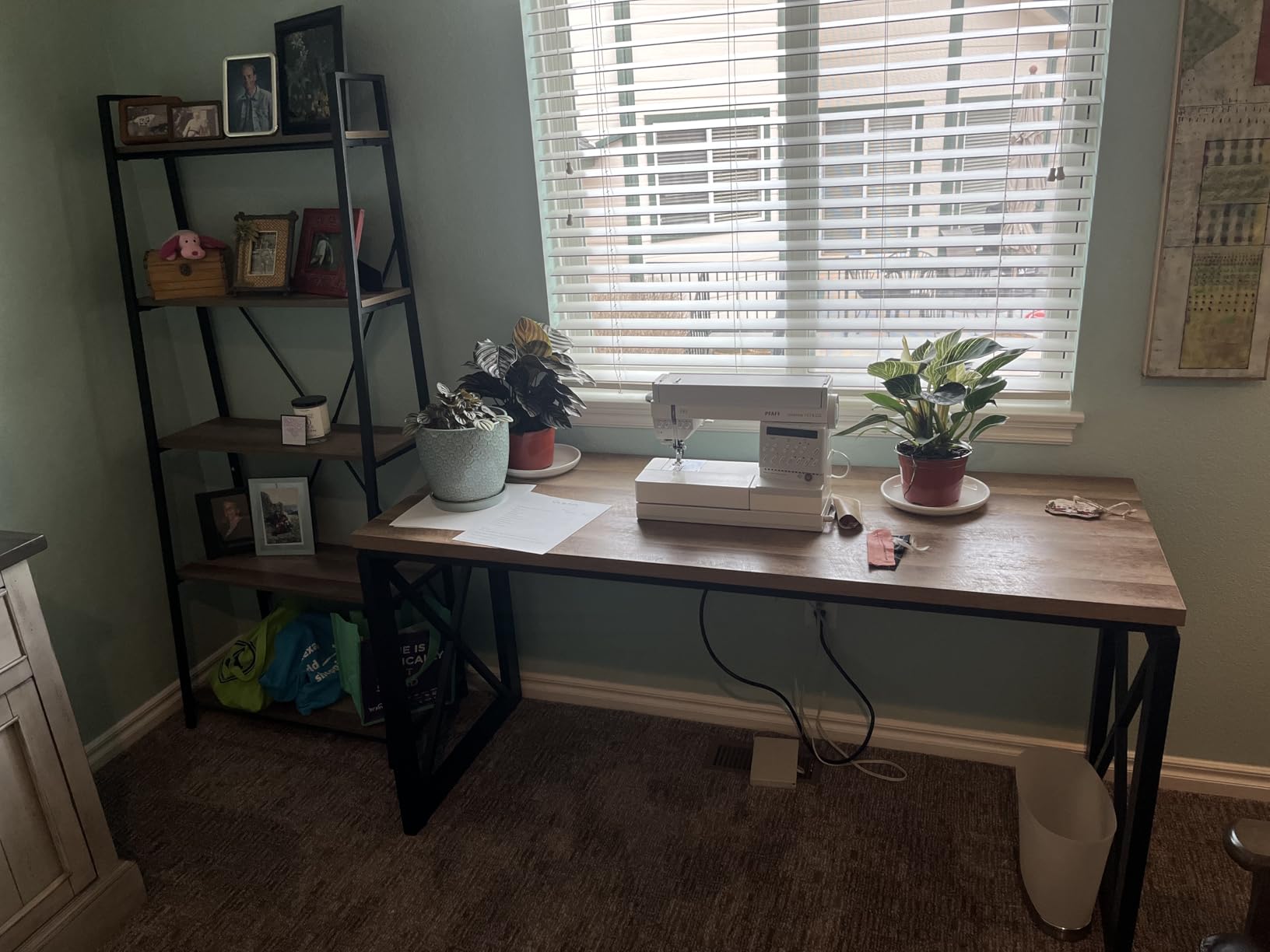 BON AUGURE 5 Tier Ladder Shelf, Leaning Bookshelf, Wood Metal Storage Shelf customer photo 2