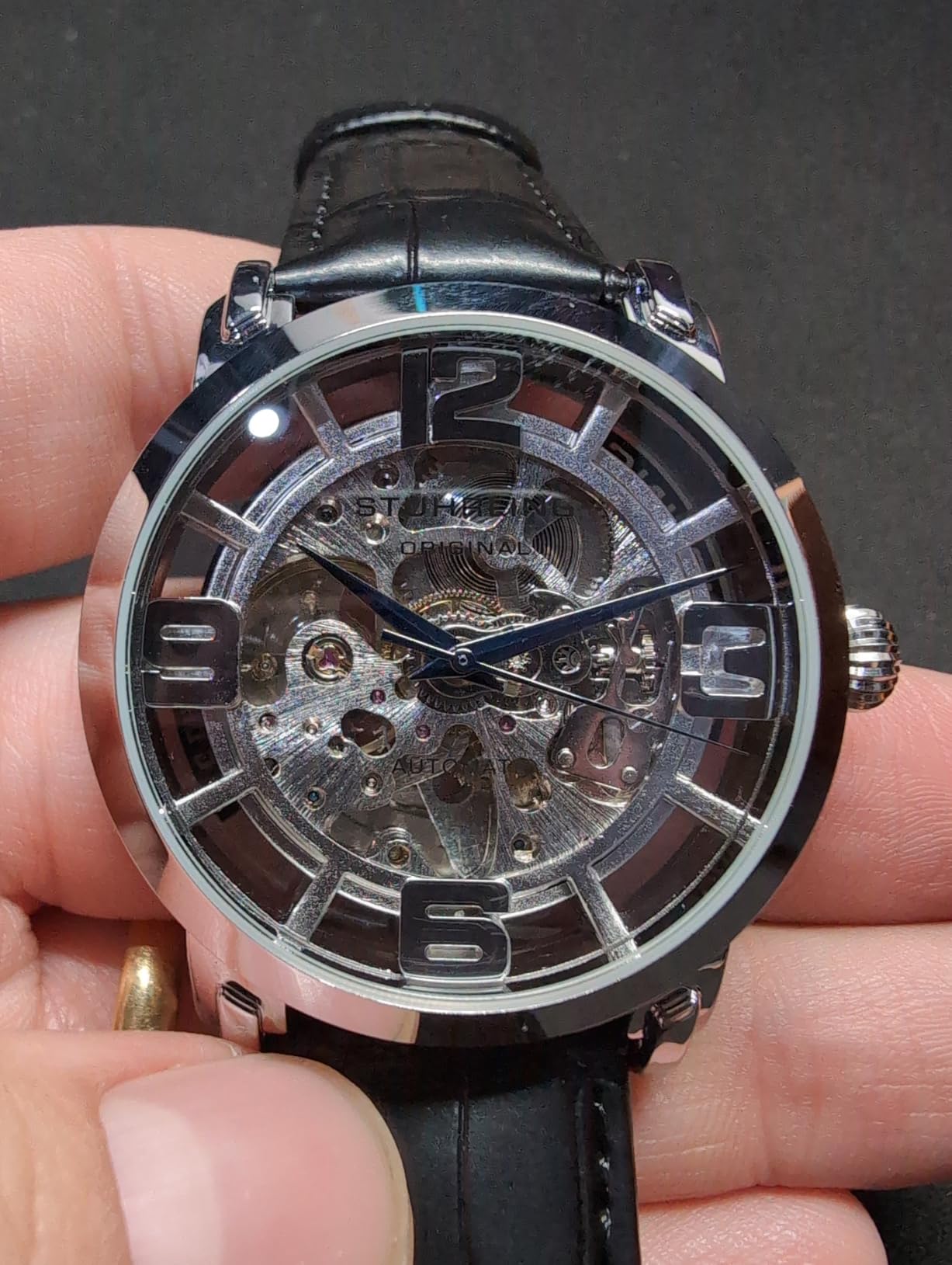 Stührling Original Men’s Skeleton Automatic Watch – Winchester 44 Elite, Stainless Steel Case, Mechanical Movement, Leather Strap customer photo 1