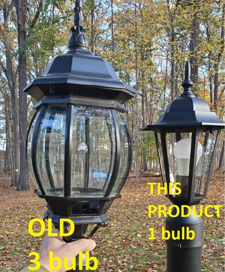 WISBEAM Outdoor Post Light, Pole Lantern, E26 Base 60W Max, Aluminum Housing Plus Glass, Wet Location Rated, ETL Qualified, Bulbs not Included, Black customer photo 1