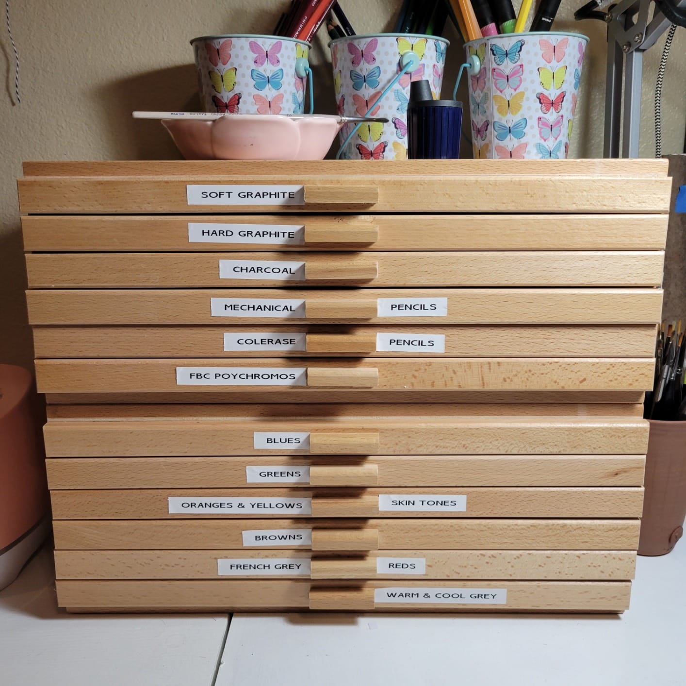 7 Elements 6 Drawer Wooden Artist Storage Supply Box for Pastels, Pencils, Pens, Markers, Brushes and Tools customer photo 2