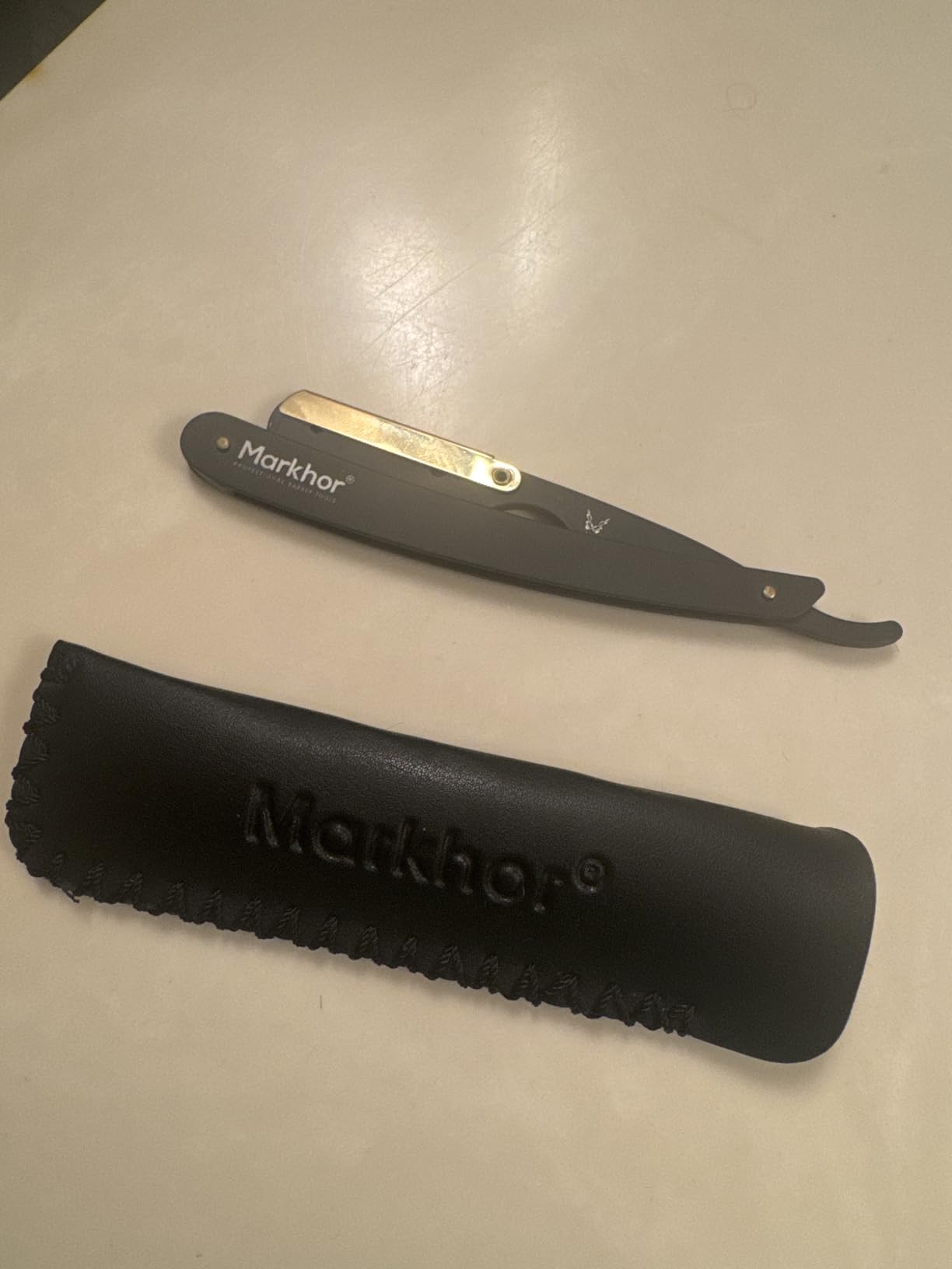 Markhor® Straight Razors for Men with 100 Single Edge Razor Blades | Matte Black with 24k Gold Platted Barber Straight Razor | Straight Edge Razor | Barber Razor Blade | Navajas Para Barbero customer photo 1