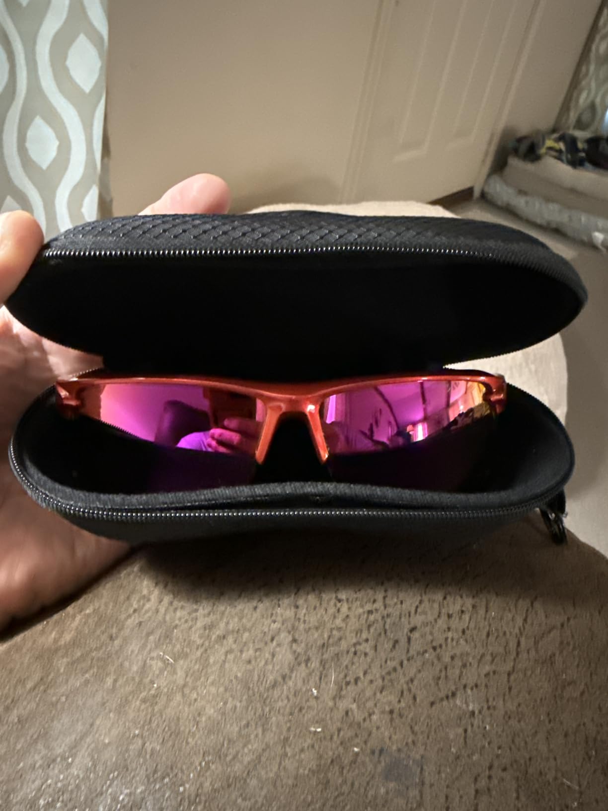 BLUPOND Sunglasses Case Semi Hard EVA Shell with Metal Hanging Hook Belt Clip Sun Glasses Storage customer photo 1
