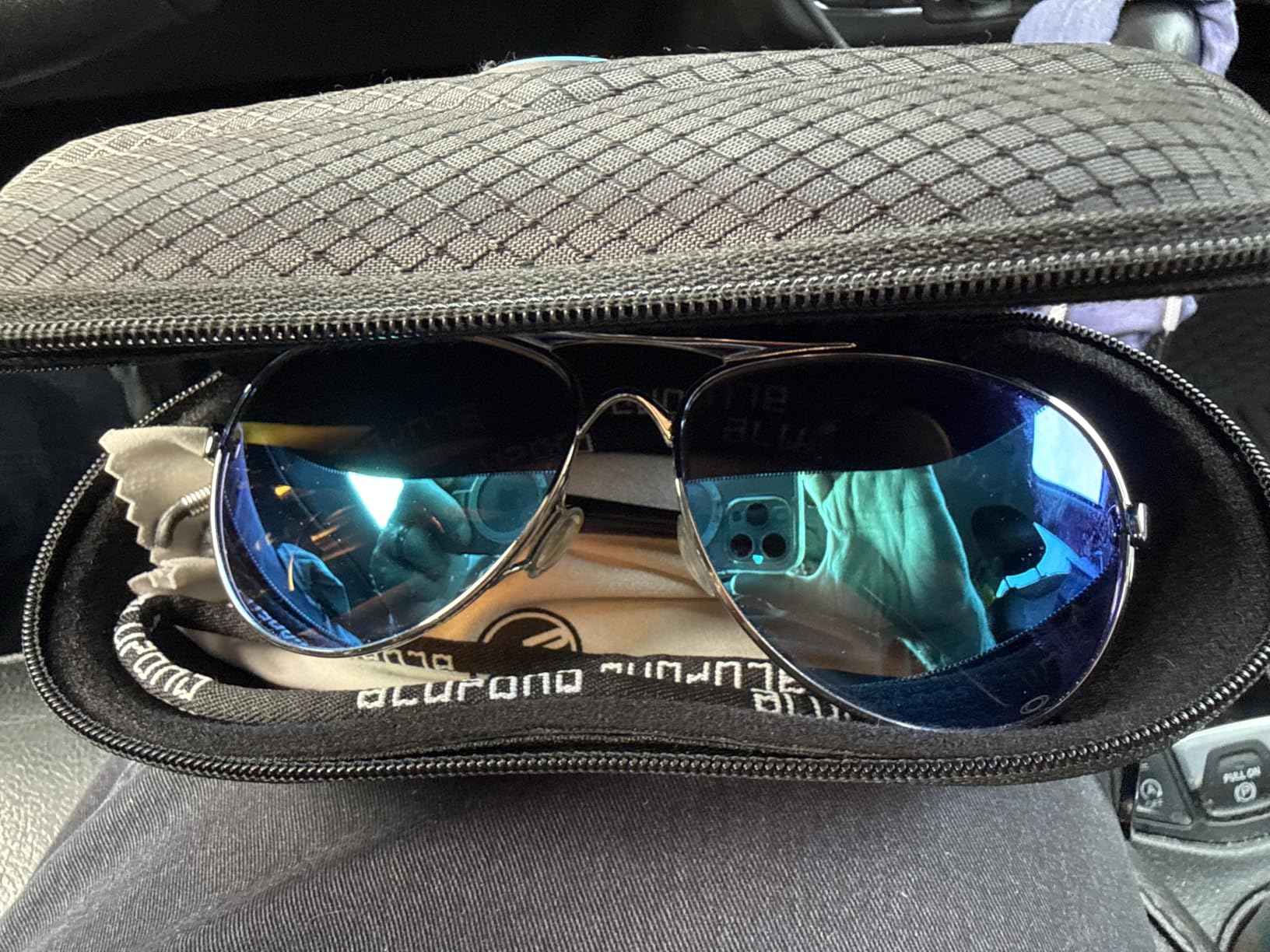 BLUPOND Sunglasses Case Semi Hard EVA Shell with Metal Hanging Hook Belt Clip Sun Glasses Storage customer photo 2