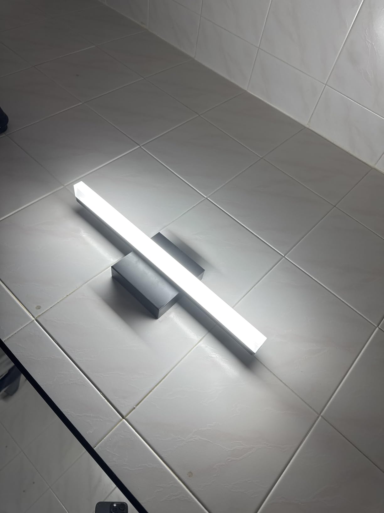 Combuh Black Bathroom Light Fixtures Over Mirror Lighting Gentle, 9W 16 Inch Modern LED Small Vanity Lamp Bar IP44 Slim Linear Bath Wall Sconces for Restroom Indoor Cool White 6000K customer photo 2