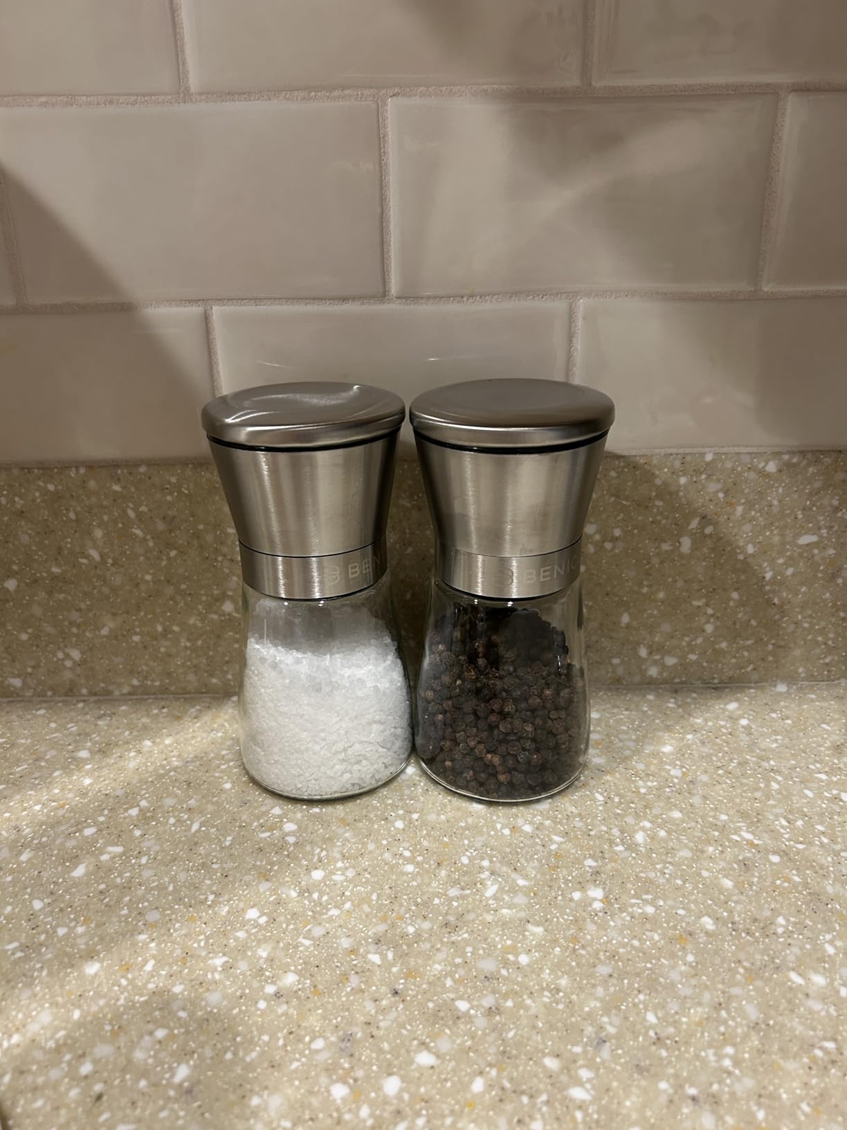 Manual Salt and Pepper Grinder Set of 2, 5 oz Refillable Ceramic Mills customer photo 2