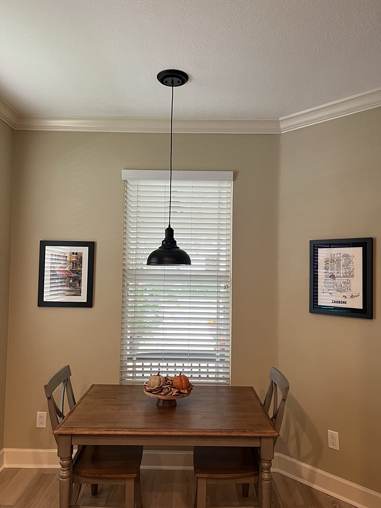 LOEHINLE Pendant Lighting Vintage Industrial Fixtures, Black Metal Farmhouse Lights, Ceiling Lamp for Kitchen Home Island Dining Room Bedroom, 11.4 inches customer photo 1